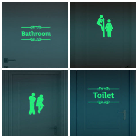 GLOWING BATHROOM DOOR STICKERS - 4 STYLES AVAILABLE